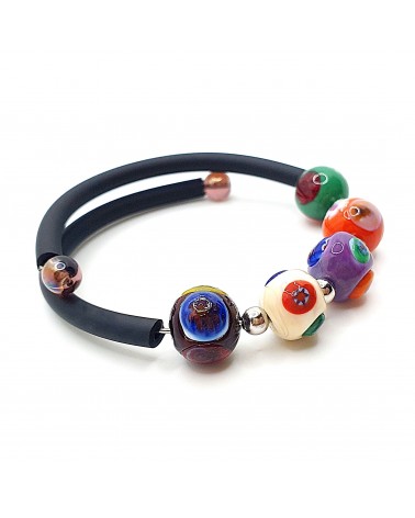 Bracelet Rebecca mosaico en caoutchouc et verre de Murano bijoux fantaisie