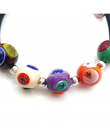 Bracelet Rebecca mosaico en caoutchouc et verre de Murano bijoux fantaisie