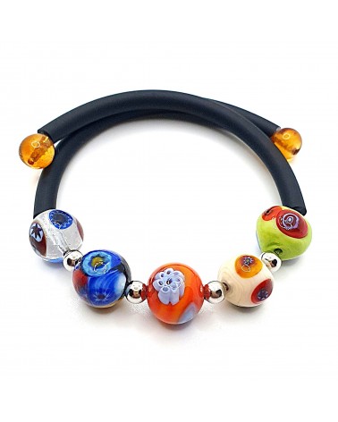 Bracelet Rebecca mosaico en caoutchouc et verre de Murano bijoux fantaisie