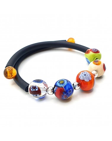 Bracelet Rebecca mosaico en caoutchouc et verre de Murano bijoux fantaisie