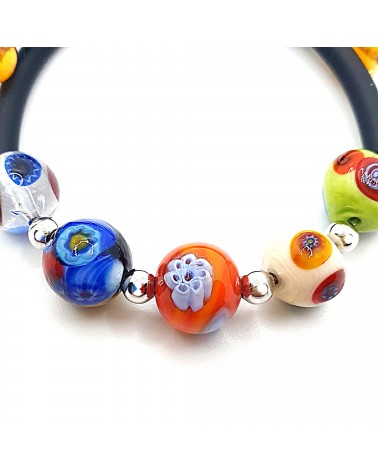 Bracelet Rebecca mosaico en caoutchouc et verre de Murano bijoux fantaisie