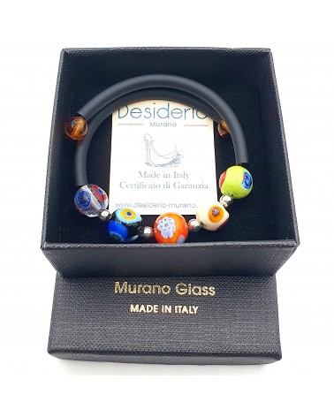 Bracelet Rebecca mosaico en caoutchouc et verre de Murano bijoux fantaisie