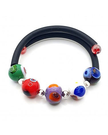Bracelet Rebecca mosaico en caoutchouc et verre de Murano bijoux fantaisie