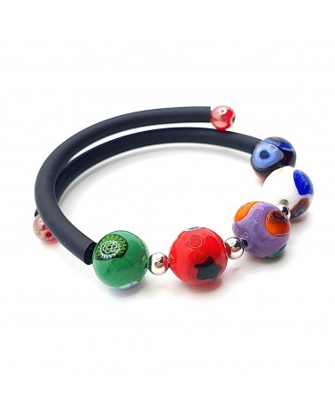 Bracelet Rebecca mosaico en caoutchouc et verre de Murano bijoux fantaisie