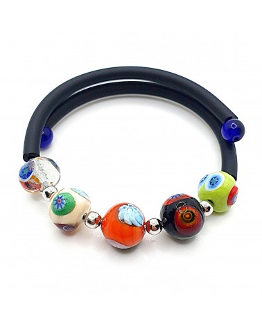 Bracelet Rebecca mosaico en caoutchouc et verre de Murano bijoux fantaisie