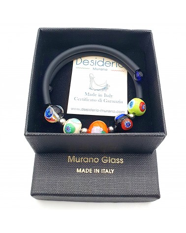 Bracelet Rebecca mosaico en caoutchouc et verre de Murano bijoux fantaisie