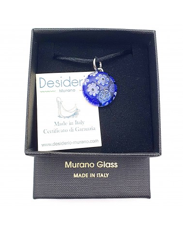 Pendentif Murano rond murrine bijoux  fait à la main made in Italie