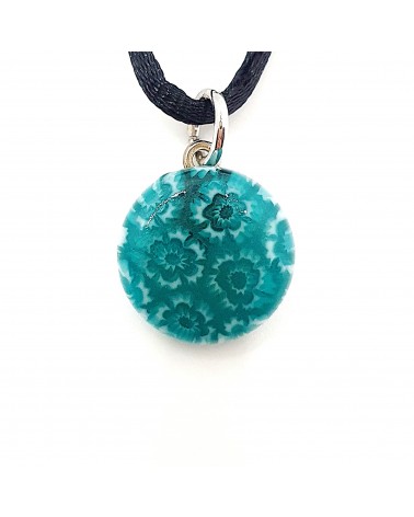 Pendentif Murano rond murrine bijoux  fait à la main made in Italie