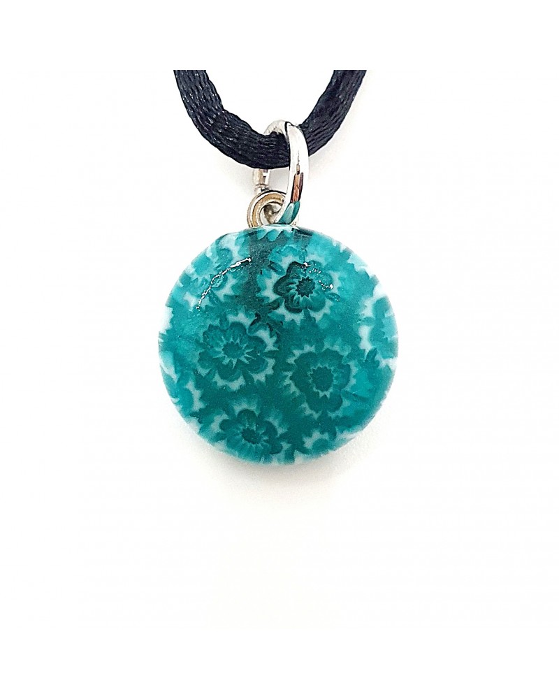 Pendentif Murano rond murrine bijoux  fait à la main made in Italie