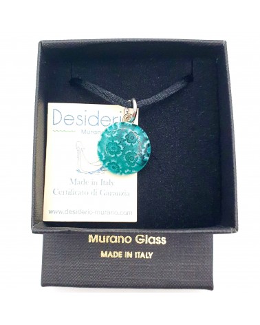 Pendentif Murano rond murrine bijoux  fait à la main made in Italie