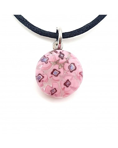 Pendentif Murano rond murrine bijoux  fait à la main made in Italie
