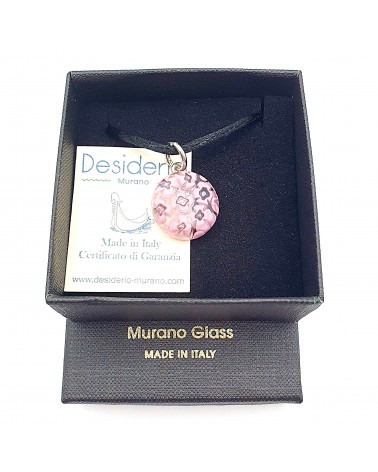 Pendentif Murano rond murrine bijoux  fait à la main made in Italie