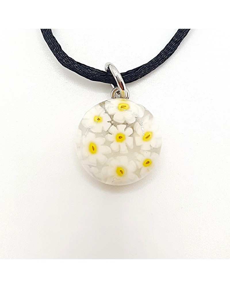 Pendentif Murano rond murrine bijoux  fait à la main made in Italie