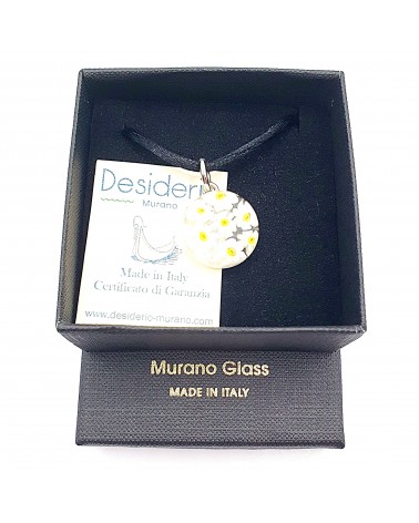 Pendentif Murano rond murrine bijoux  fait à la main made in Italie