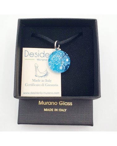 Pendentif Murano rond murrine bijoux  fait à la main made in Italie