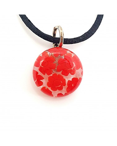 Pendentif Murano rond murrine bijoux  fait à la main made in Italie