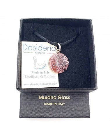 Pendentif Murano rond murrine bijoux  fait à la main made in Italie