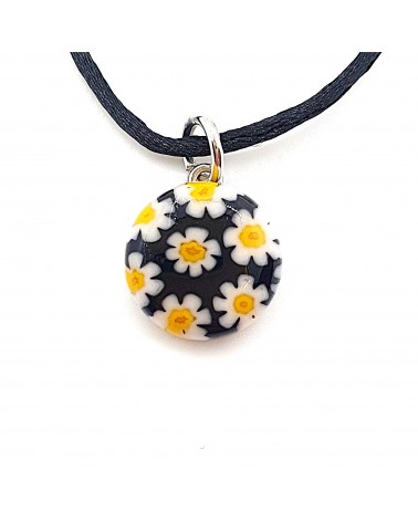 Pendentif Murano rond murrine bijoux  fait à la main made in Italie