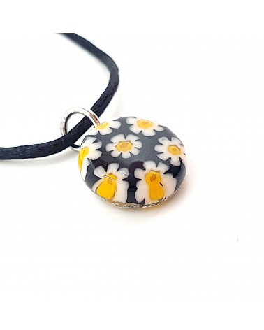 Pendentif Murano rond murrine bijoux  fait à la main made in Italie