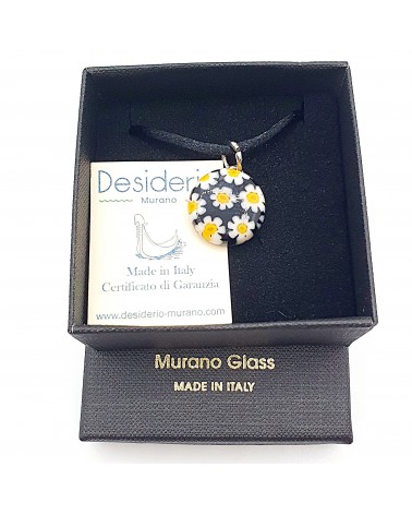 Pendentif Murano rond murrine bijoux  fait à la main made in Italie