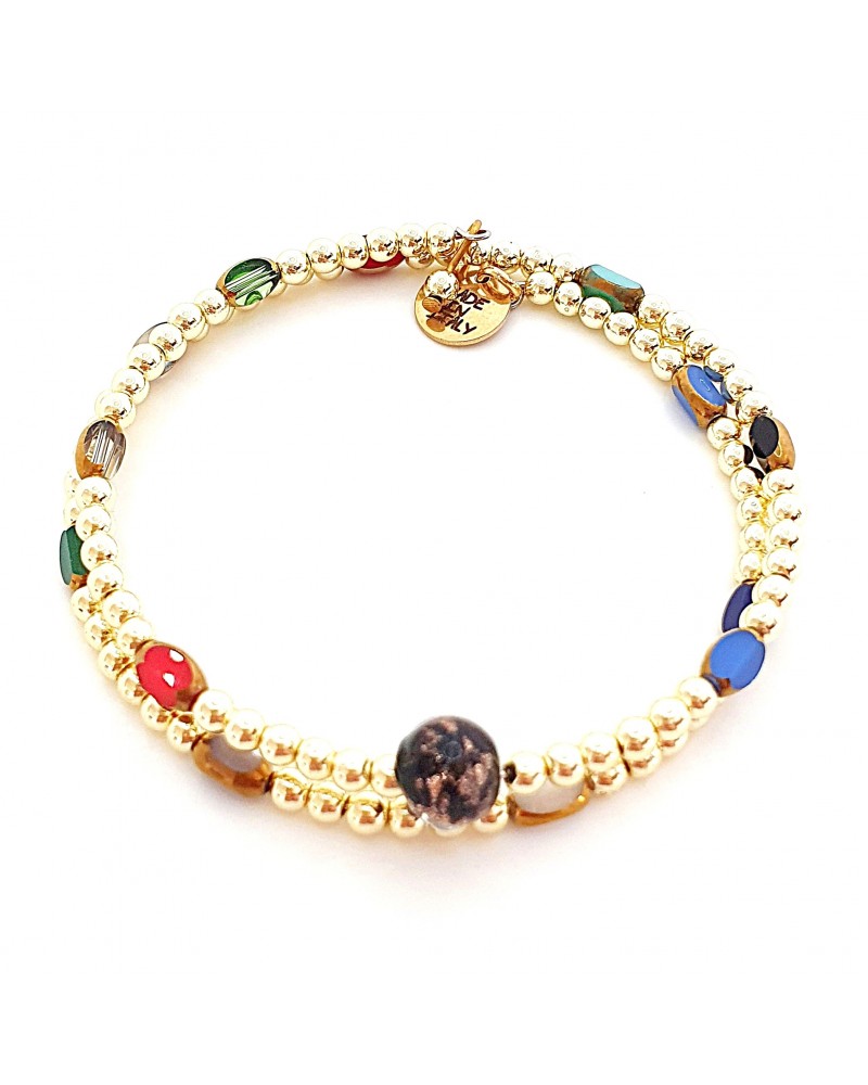 Bracelet hématite doré et verre de Murano made in Italie