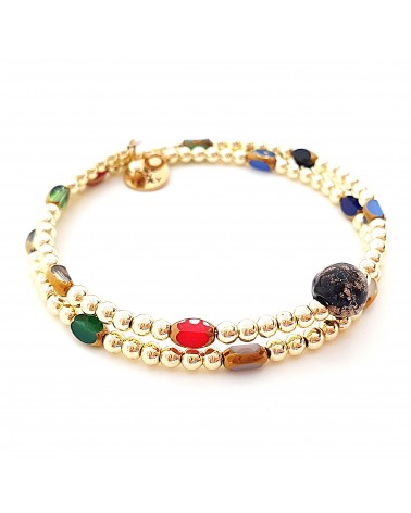Bracelet hématite doré et verre de Murano made in Italie