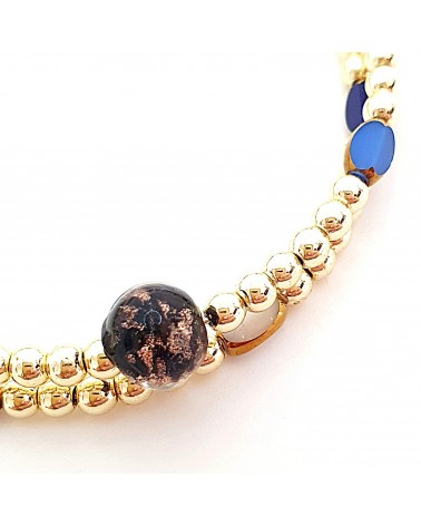 Bracelet hématite doré et verre de Murano made in Italie
