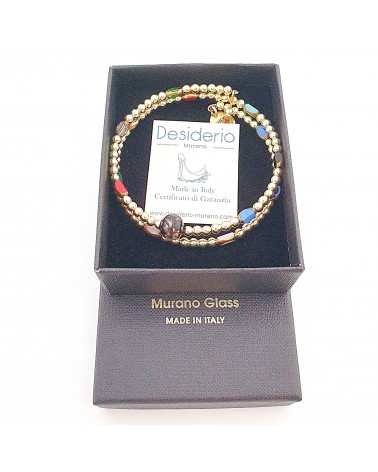 Bracelet hématite doré et verre de Murano made in Italie