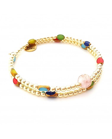 Bracelet hématite doré et verre de Murano made in Italie