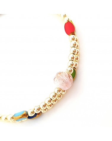 Bracelet hématite doré et verre de Murano made in Italie