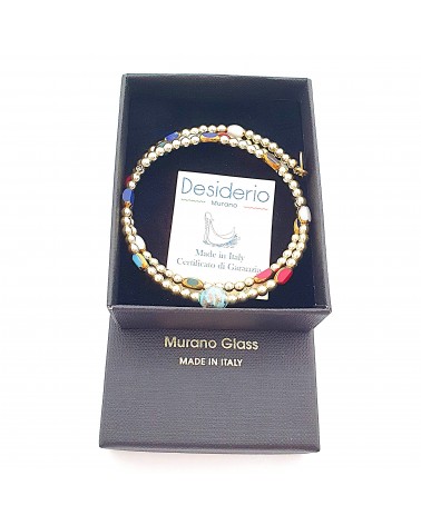 Bracelet hématite doré et verre de Murano made in Italie