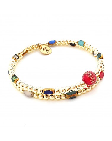 Bracelet hématite doré et verre de Murano made in Italie