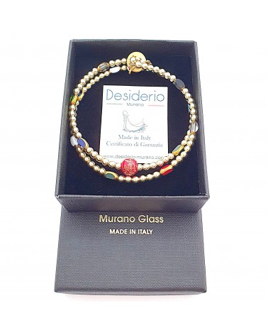 Bracelet hématite doré et verre de Murano made in Italie