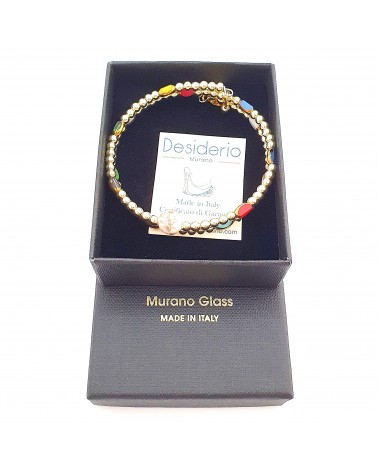 Bracelet hématite doré et verre de Murano made in Italie