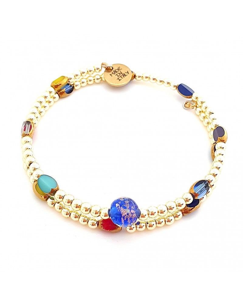 Bracelet hématite doré et verre de Murano made in Italie