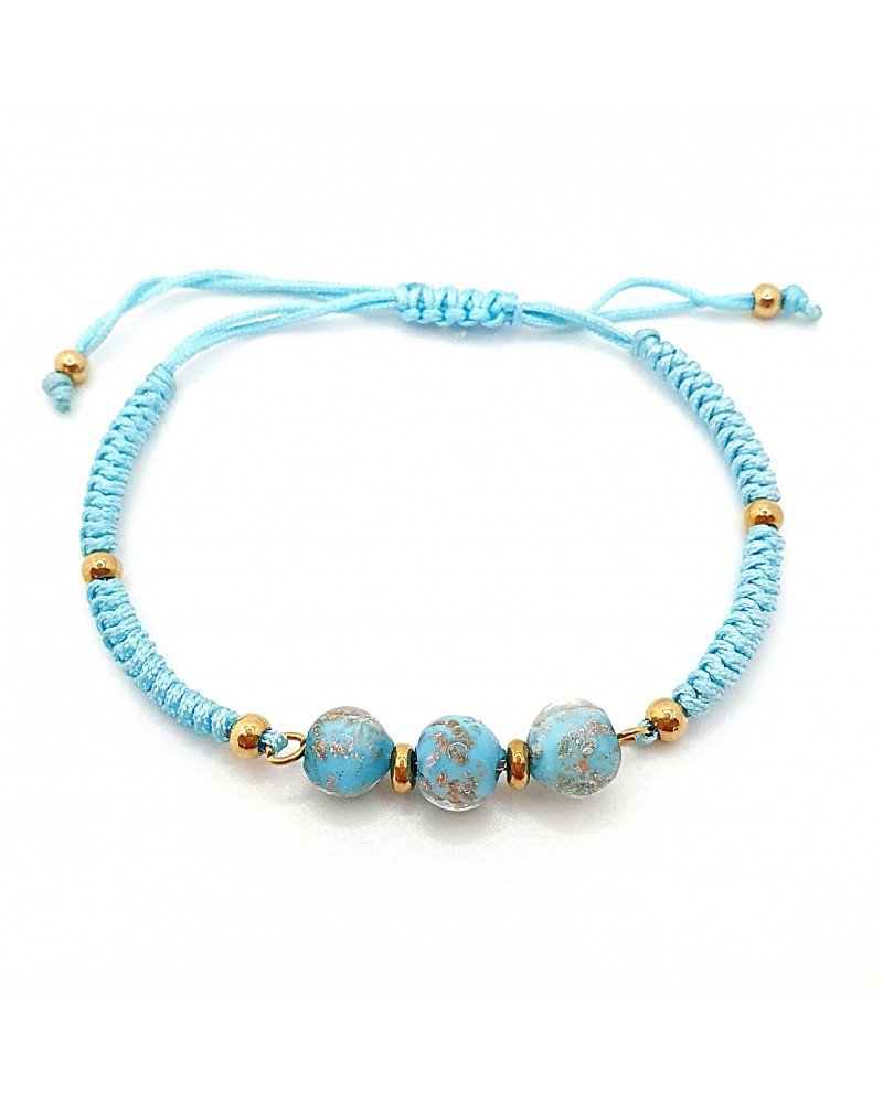 Bracelet cordon et verre de Murano bijoux fantaisies made in Italy