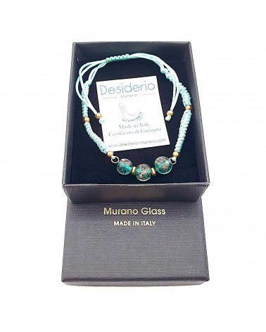 Bracelet cordon et verre de Murano bijoux fantaisies made in Italy