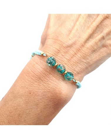 Bracelet cordon et verre de Murano bijoux fantaisies made in Italy