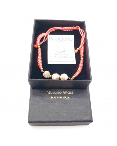 Bracelet cordon et verre de Murano bijoux fantaisies made in Italy
