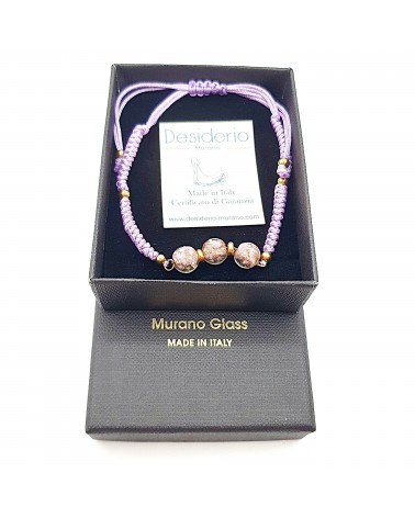 Bracelet cordon et verre de Murano bijoux fantaisies made in Italy