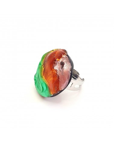 Bague ronde verre Murano collection vague bijoux fait à la main