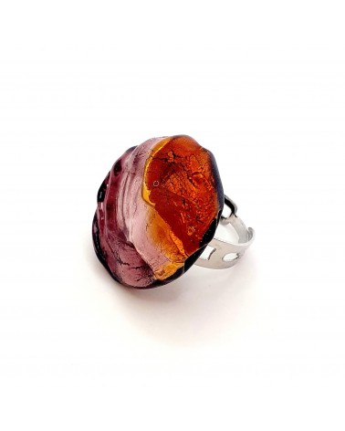 Bague ronde verre Murano collection vague bijoux fait à la main