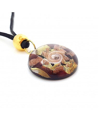 Pendentif Sally rond bombé vortex bijoux fantaisies fait à la main verre de Murano