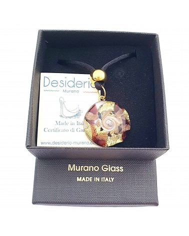 Pendentif Sally rond bombé vortex bijoux fantaisies fait à la main verre de Murano