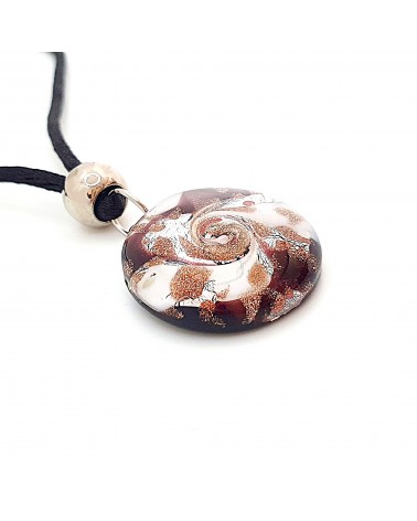 Pendentif Sally rond bombé vortex bijoux fantaisies fait à la main verre de Murano