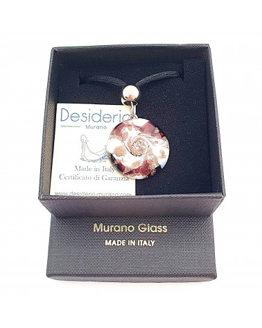 Pendentif Sally rond bombé vortex bijoux fantaisies fait à la main verre de Murano