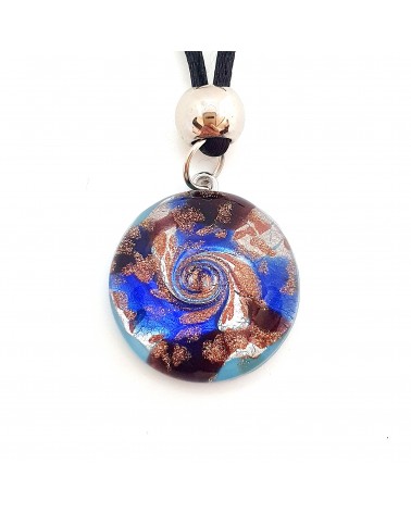 Pendentif Sally rond bombé vortex bijoux fantaisies fait à la main verre de Murano