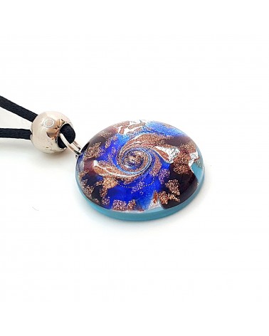 Pendentif Sally rond bombé vortex bijoux fantaisies fait à la main verre de Murano