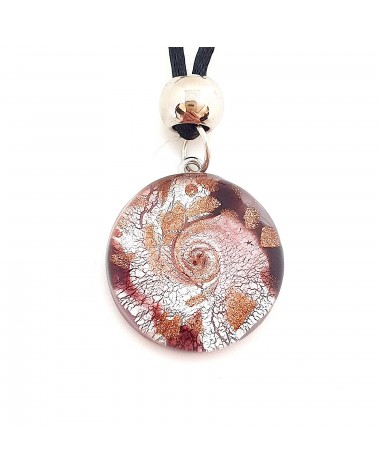Pendentif Sally rond bombé vortex bijoux fantaisies fait à la main verre de Murano