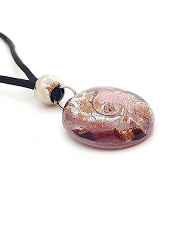 Pendentif Sally rond bombé vortex bijoux fantaisies fait à la main verre de Murano